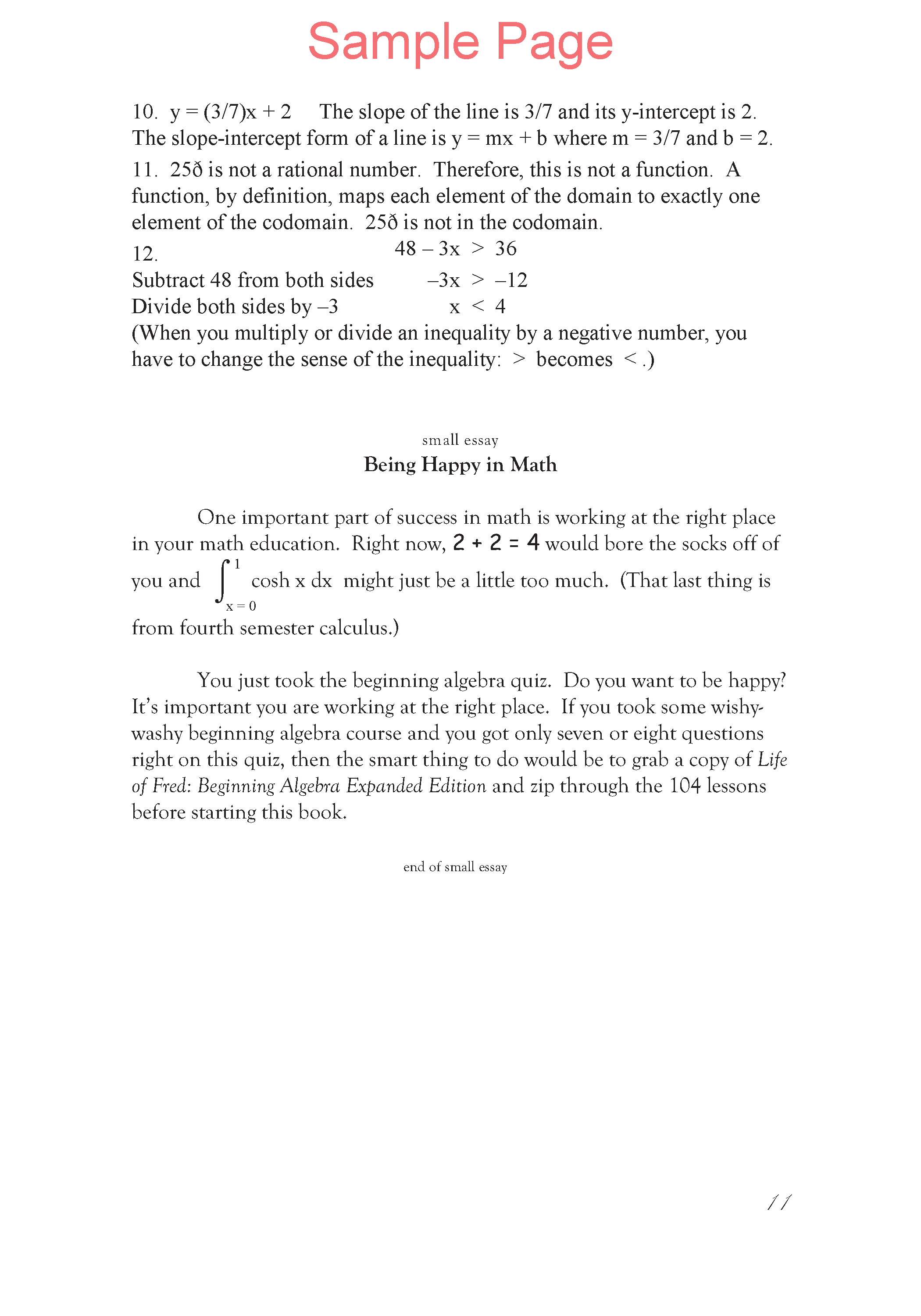 Life of Fred: Advanced Algebra Expanded Edition