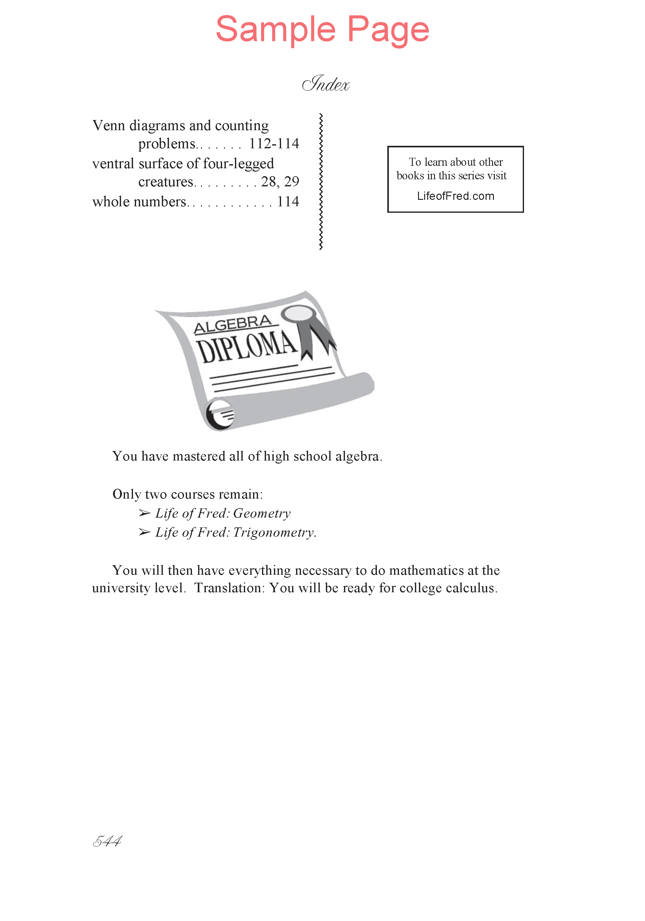 Life of Fred: Advanced Algebra Expanded Edition