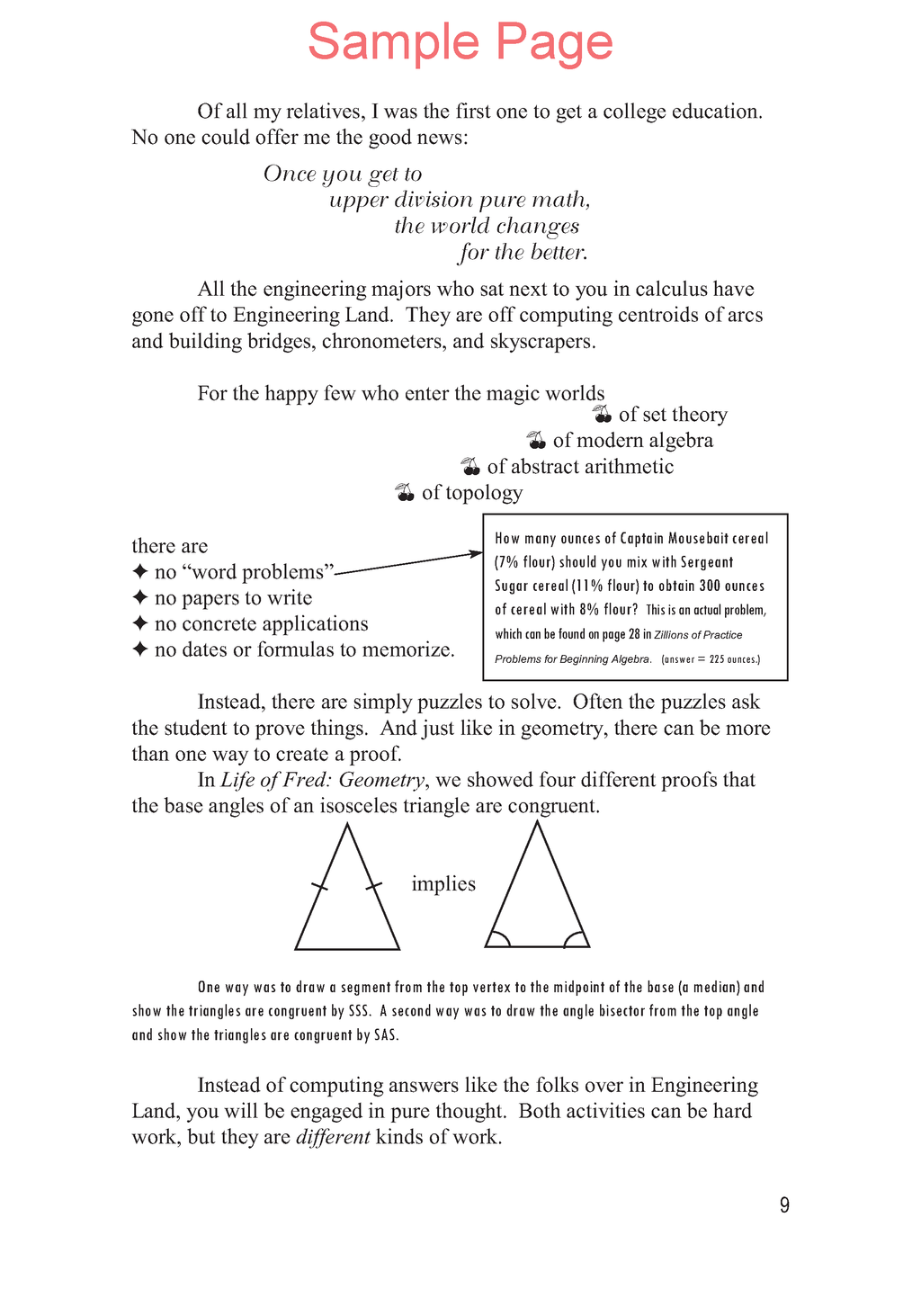 Life of Fred: Five Days of Upper Division Math