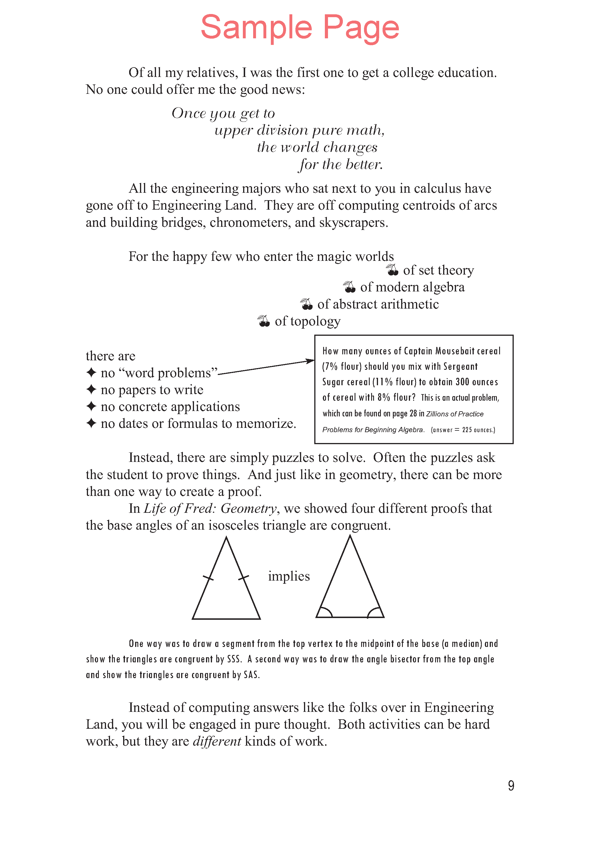 Life of Fred: Five Days of Upper Division Math