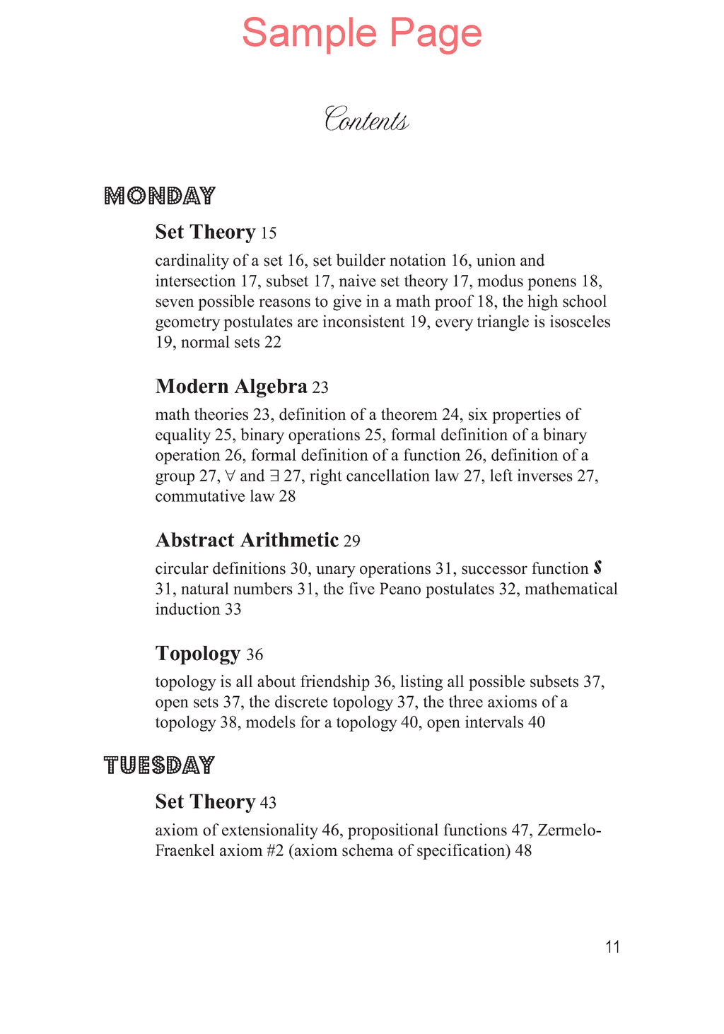 Life of Fred: Five Days of Upper Division Math