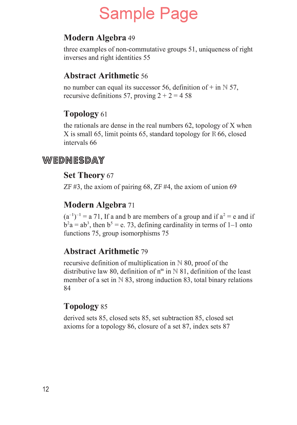 Life of Fred: Five Days of Upper Division Math