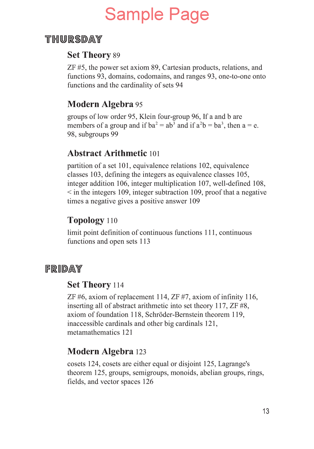 Life of Fred: Five Days of Upper Division Math