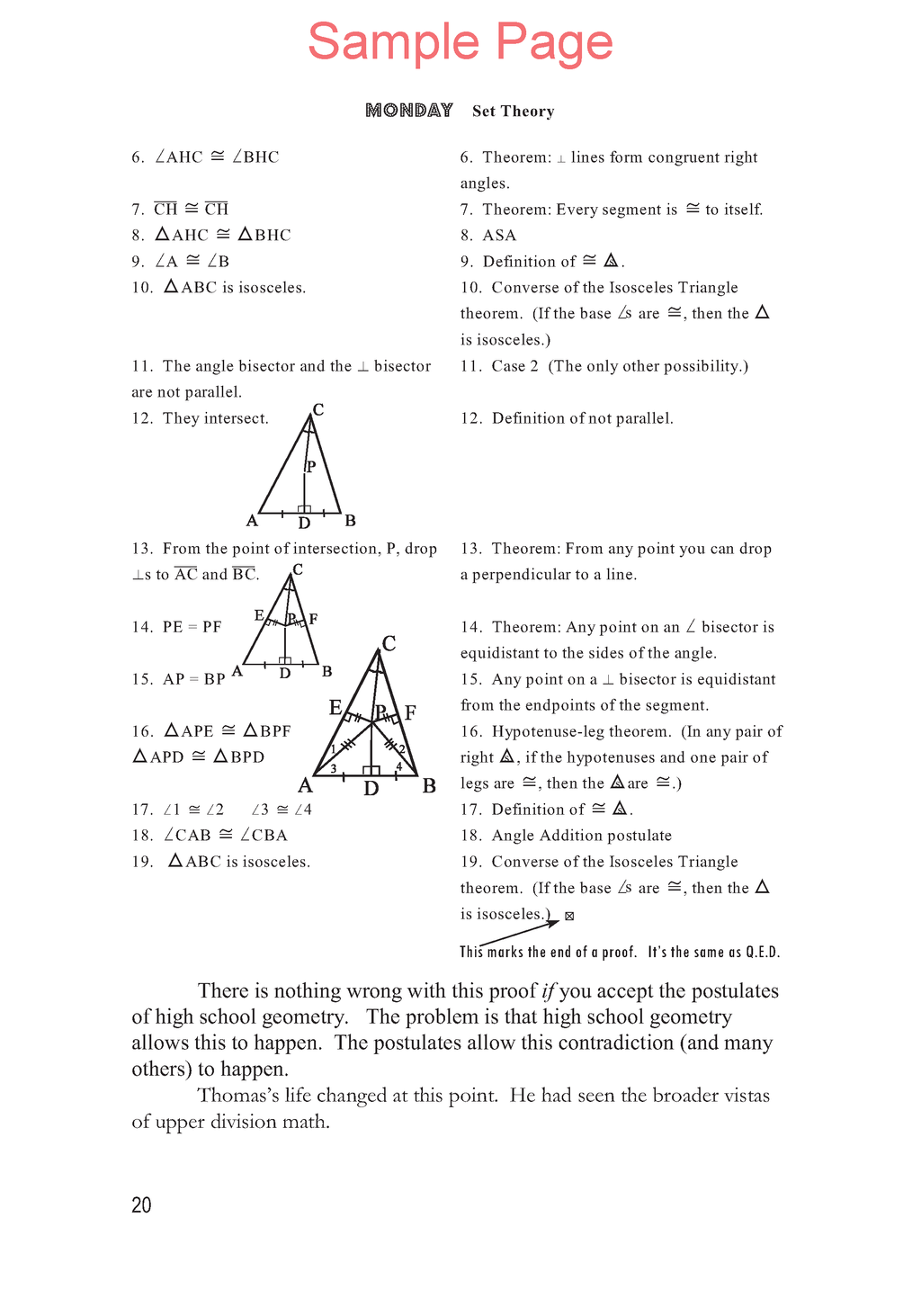 Life of Fred: Five Days of Upper Division Math