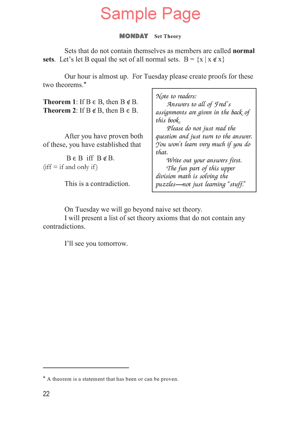 Life of Fred: Five Days of Upper Division Math