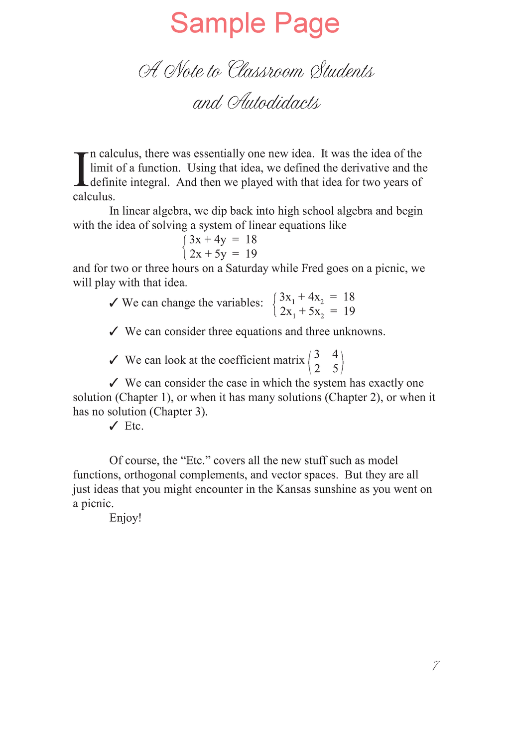 Life of Fred: Linear Algebra Expanded Edition