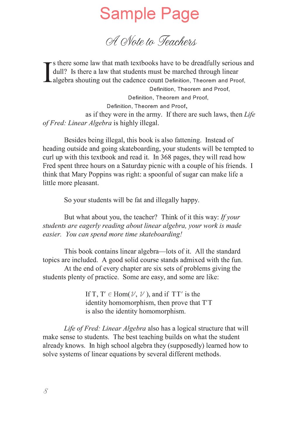 Life of Fred: Linear Algebra Expanded Edition