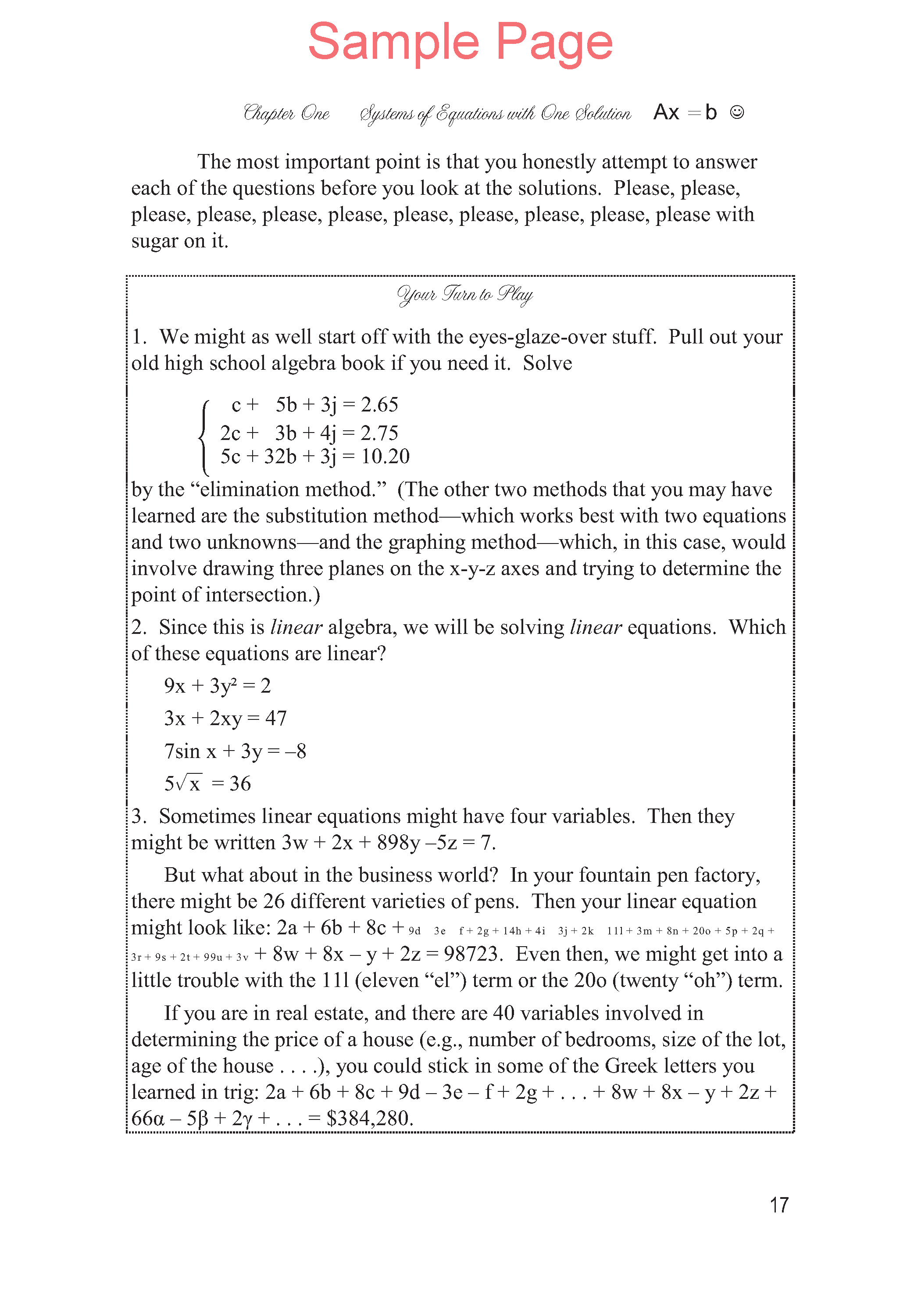 Life of Fred: Linear Algebra Expanded Edition