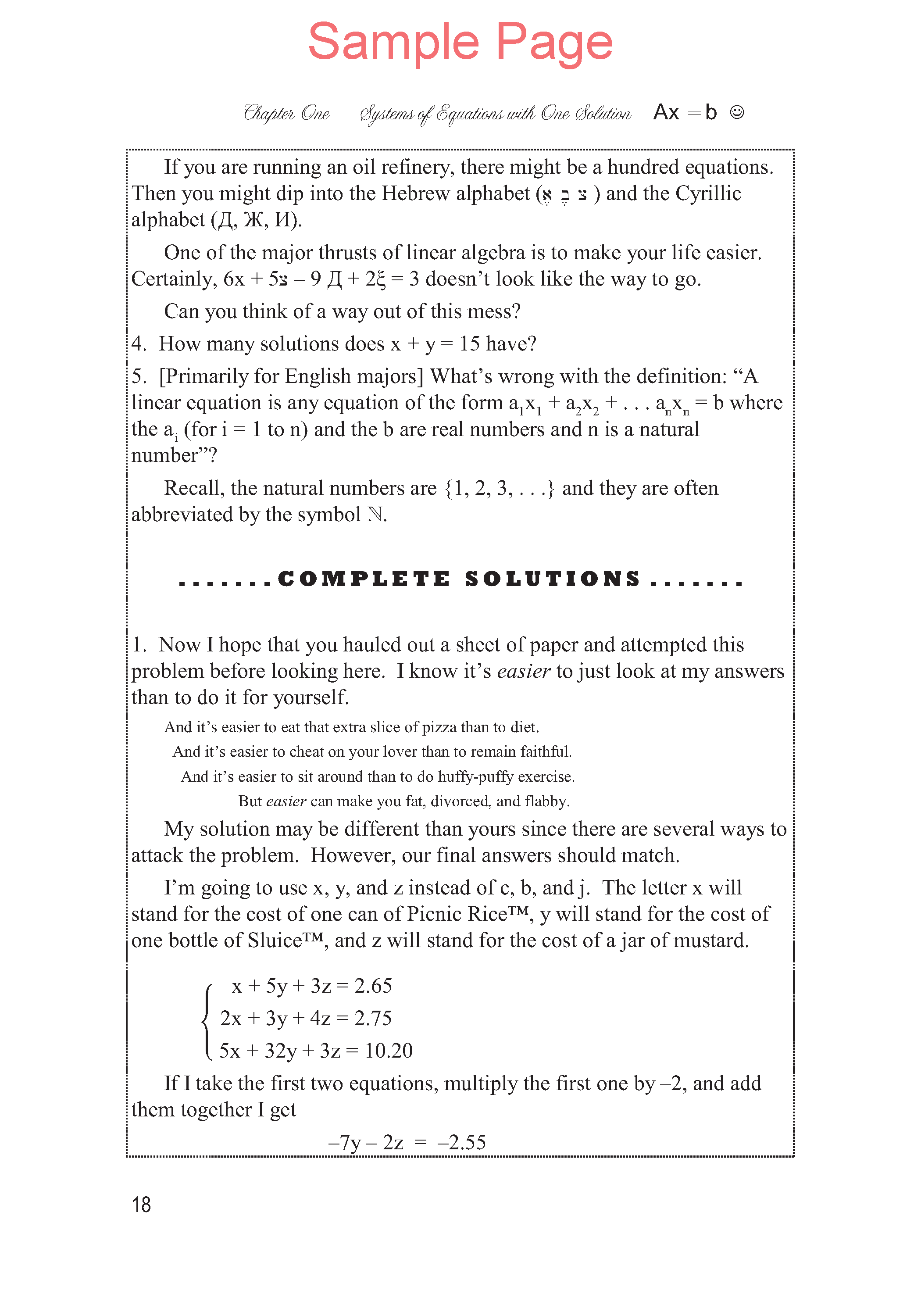 Life of Fred: Linear Algebra Expanded Edition