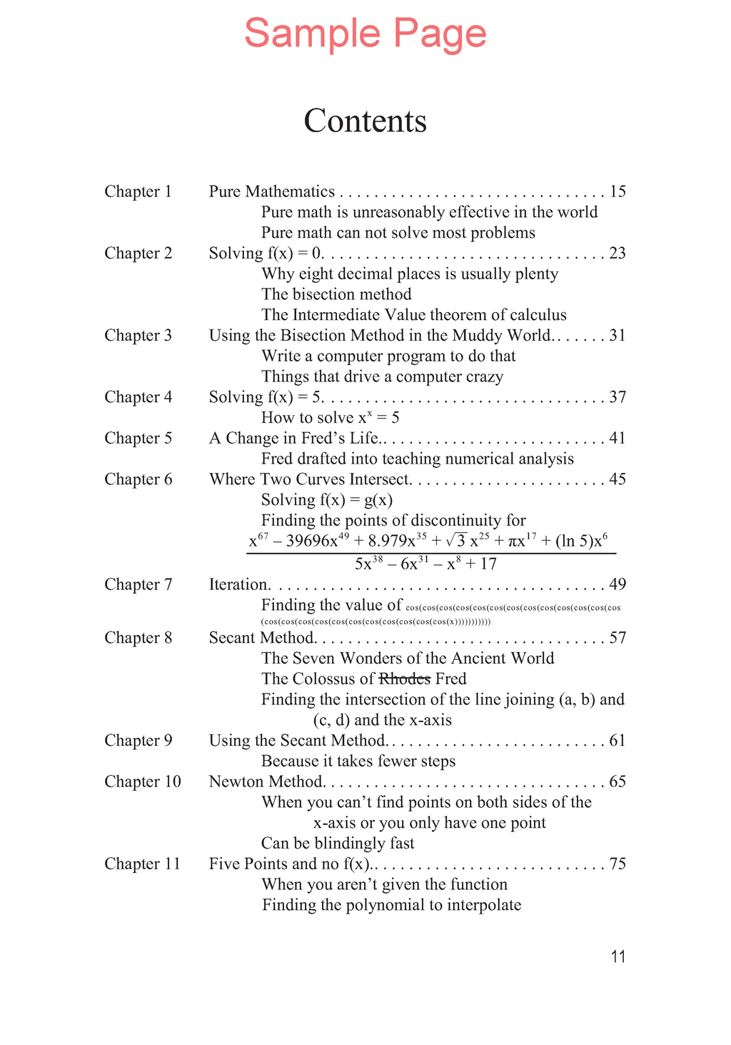 Life of Fred: Numerical Analysis