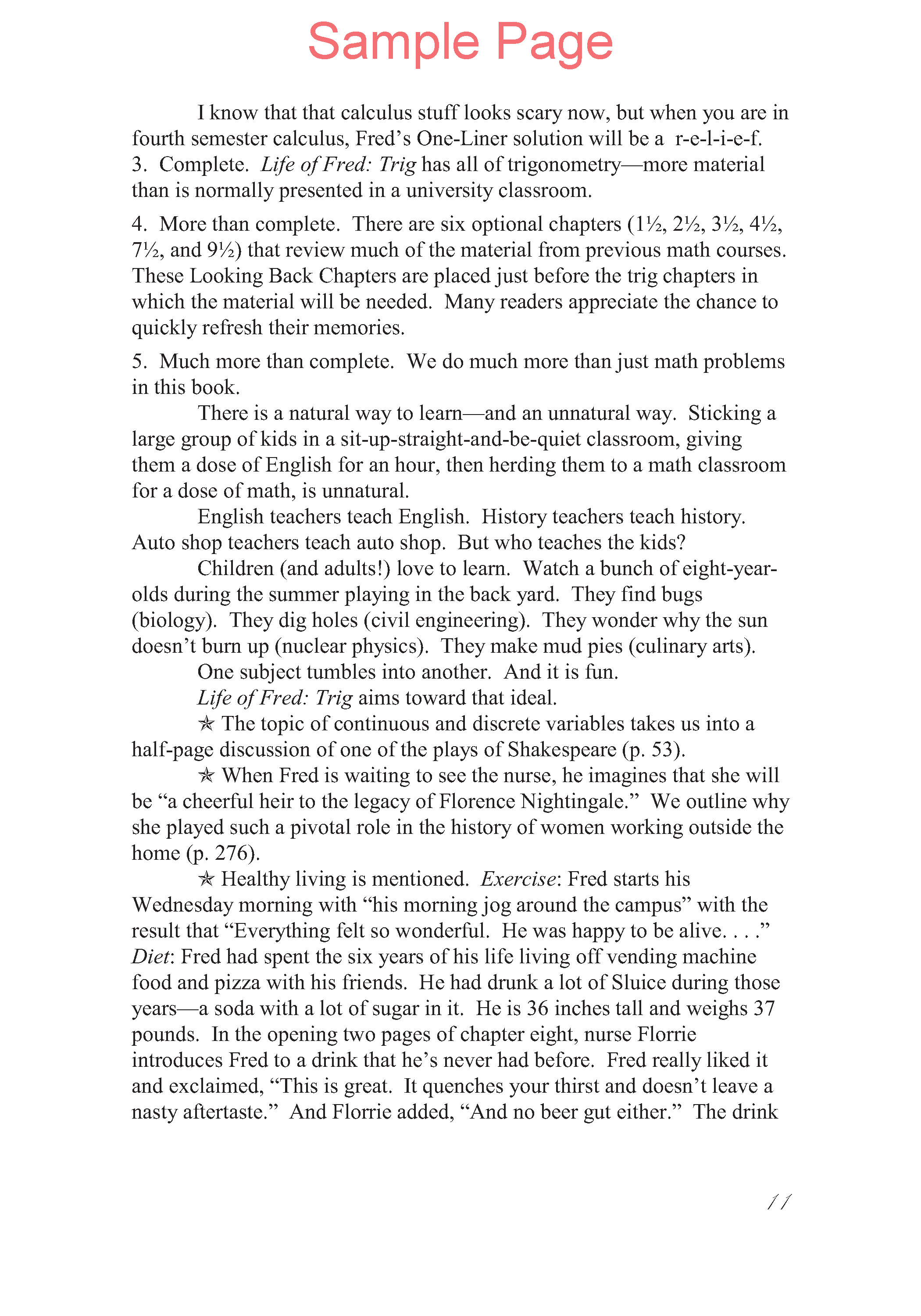 Life of Fred: Trigonometry Expanded Edition